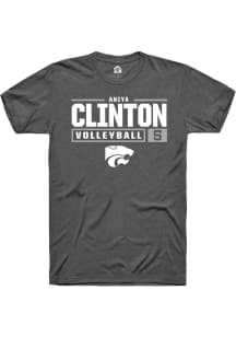 Aniya Clinton  K-State Wildcats Dark Grey Rally NIL Stacked Box Short Sleeve T Shirt