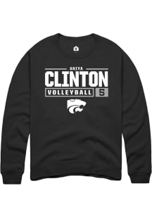 Aniya Clinton  Rally K-State Wildcats Mens Black NIL Stacked Box Long Sleeve Crew Sweatshirt
