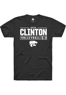 Aniya Clinton  K-State Wildcats Black Rally NIL Stacked Box Short Sleeve T Shirt