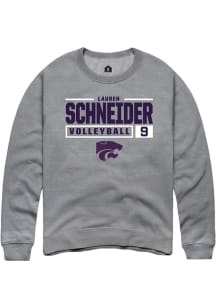 Lauren Schneider  Rally K-State Wildcats Mens Graphite NIL Stacked Box Long Sleeve Crew Sweatshirt