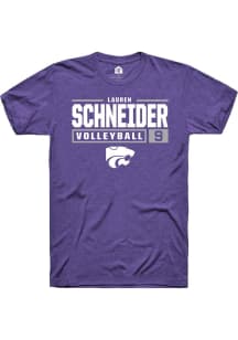 Lauren Schneider  K-State Wildcats Purple Rally NIL Stacked Box Short Sleeve T Shirt