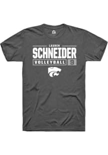 Lauren Schneider  K-State Wildcats Dark Grey Rally NIL Stacked Box Short Sleeve T Shirt