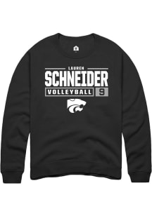 Lauren Schneider  Rally K-State Wildcats Mens Black NIL Stacked Box Long Sleeve Crew Sweatshirt