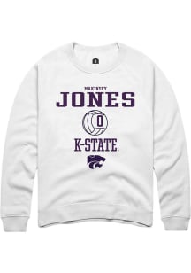Makinsey Jones  Rally K-State Wildcats Mens White NIL Sport Icon Long Sleeve Crew Sweatshirt