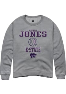 Makinsey Jones  Rally K-State Wildcats Mens Graphite NIL Sport Icon Long Sleeve Crew Sweatshirt
