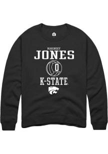 Makinsey Jones  Rally K-State Wildcats Mens Black NIL Sport Icon Long Sleeve Crew Sweatshirt