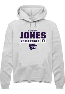 Makinsey Jones  Rally K-State Wildcats Mens White NIL Stacked Box Long Sleeve Hoodie