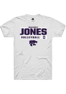 Makinsey Jones  K-State Wildcats White Rally NIL Stacked Box Short Sleeve T Shirt