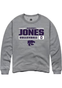 Makinsey Jones  Rally K-State Wildcats Mens Graphite NIL Stacked Box Long Sleeve Crew Sweatshirt