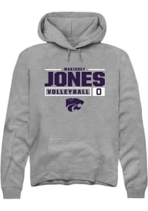 Makinsey Jones  Rally K-State Wildcats Mens Graphite NIL Stacked Box Long Sleeve Hoodie