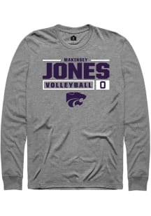 Makinsey Jones  K-State Wildcats Graphite Rally NIL Stacked Box Long Sleeve T Shirt