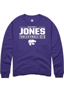 Makinsey Jones  Rally K-State Wildcats Mens Purple NIL Stacked Box Long Sleeve Crew Sweatshirt