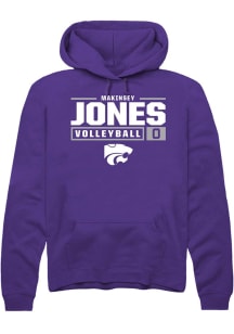 Makinsey Jones  Rally K-State Wildcats Mens Purple NIL Stacked Box Long Sleeve Hoodie