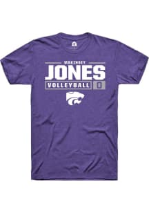 Makinsey Jones  K-State Wildcats Purple Rally NIL Stacked Box Short Sleeve T Shirt