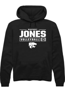 Makinsey Jones  Rally K-State Wildcats Mens Black NIL Stacked Box Long Sleeve Hoodie