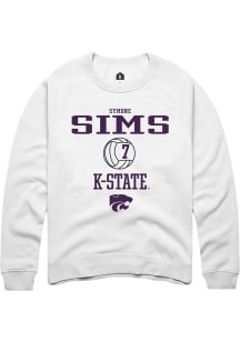 Symone Sims  Rally K-State Wildcats Mens White NIL Sport Icon Long Sleeve Crew Sweatshirt