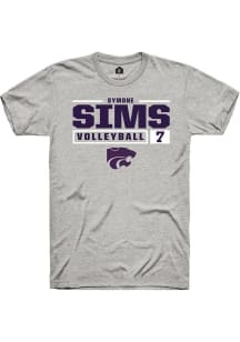 Symone Sims  K-State Wildcats Ash Rally NIL Stacked Box Short Sleeve T Shirt