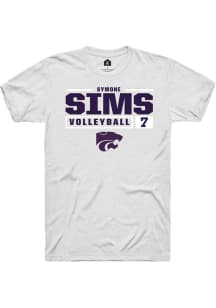 Symone Sims  K-State Wildcats White Rally NIL Stacked Box Short Sleeve T Shirt