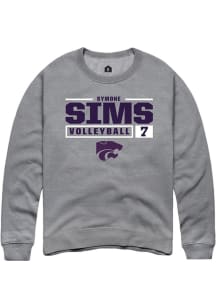 Symone Sims  Rally K-State Wildcats Mens Graphite NIL Stacked Box Long Sleeve Crew Sweatshirt