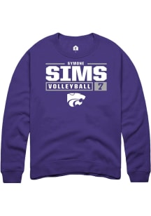 Symone Sims  Rally K-State Wildcats Mens Purple NIL Stacked Box Long Sleeve Crew Sweatshirt