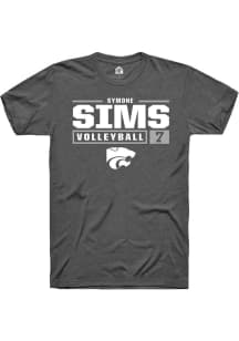 Symone Sims  K-State Wildcats Dark Grey Rally NIL Stacked Box Short Sleeve T Shirt