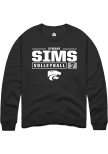 Symone Sims  Rally K-State Wildcats Mens Black NIL Stacked Box Long Sleeve Crew Sweatshirt