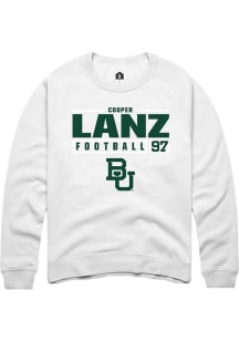 Cooper Lanz  Rally Baylor Bears Mens White NIL Stacked Box Long Sleeve Crew Sweatshirt