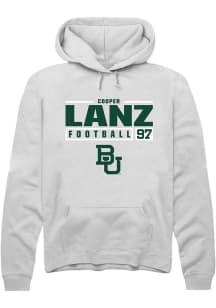 Cooper Lanz  Rally Baylor Bears Mens White NIL Stacked Box Long Sleeve Hoodie