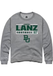 Cooper Lanz  Rally Baylor Bears Mens Graphite NIL Stacked Box Long Sleeve Crew Sweatshirt