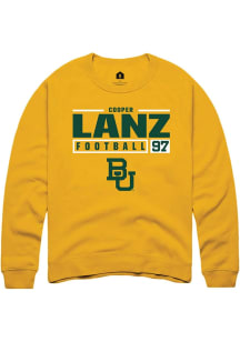 Cooper Lanz  Rally Baylor Bears Mens Gold NIL Stacked Box Long Sleeve Crew Sweatshirt