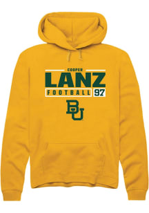 Cooper Lanz  Rally Baylor Bears Mens Gold NIL Stacked Box Long Sleeve Hoodie