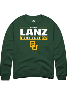 Cooper Lanz  Rally Baylor Bears Mens Green NIL Stacked Box Long Sleeve Crew Sweatshirt