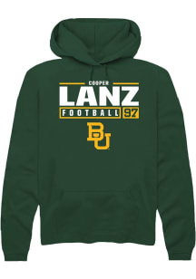 Cooper Lanz  Rally Baylor Bears Mens Green NIL Stacked Box Long Sleeve Hoodie