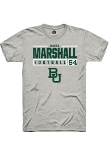 David Marshall  Baylor Bears Ash Rally NIL Stacked Box Short Sleeve T Shirt