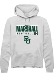 David Marshall  Rally Baylor Bears Mens White NIL Stacked Box Long Sleeve Hoodie