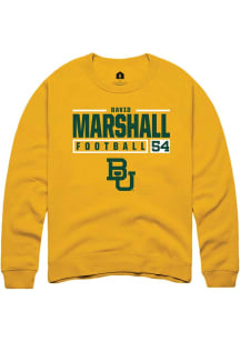 David Marshall  Rally Baylor Bears Mens Gold NIL Stacked Box Long Sleeve Crew Sweatshirt