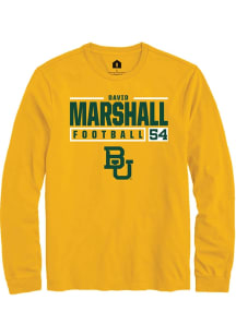 David Marshall  Baylor Bears Gold Rally NIL Stacked Box Long Sleeve T Shirt