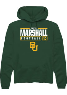 David Marshall  Rally Baylor Bears Mens Green NIL Stacked Box Long Sleeve Hoodie