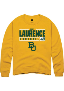 Donald “Trey” Laurence  Rally Baylor Bears Mens Gold NIL Stacked Box Long Sleeve Crew Sweatshirt