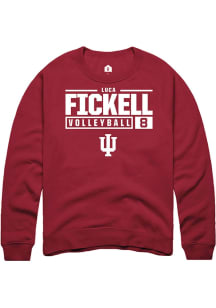 Luca Fickell  Rally Indiana Hoosiers Mens Red NIL Stacked Box Long Sleeve Crew Sweatshirt