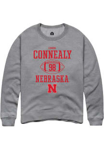 Conor Connealy  Rally Nebraska Cornhuskers Mens Graphite NIL Sport Icon Long Sleeve Crew Sweatshir..