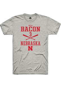 Bella Bacon  Nebraska Cornhuskers Ash Rally NIL Sport Icon Short Sleeve T Shirt