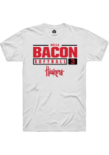 Bella Bacon  Nebraska Cornhuskers White Rally NIL Stacked Box Short Sleeve T Shirt