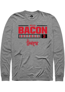 Bella Bacon  Nebraska Cornhuskers Graphite Rally NIL Stacked Box Long Sleeve T Shirt