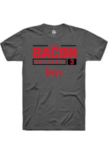 Bella Bacon  Nebraska Cornhuskers Dark Grey Rally NIL Stacked Box Short Sleeve T Shirt