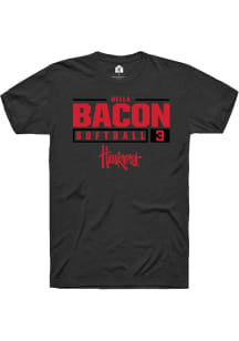 Bella Bacon  Nebraska Cornhuskers Black Rally NIL Stacked Box Short Sleeve T Shirt