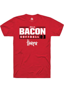 Bella Bacon  Nebraska Cornhuskers Red Rally NIL Stacked Box Short Sleeve T Shirt