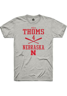 Malia Thoms  Nebraska Cornhuskers Ash Rally NIL Sport Icon Short Sleeve T Shirt