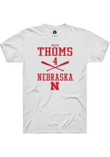 Malia Thoms  Nebraska Cornhuskers White Rally NIL Sport Icon Short Sleeve T Shirt