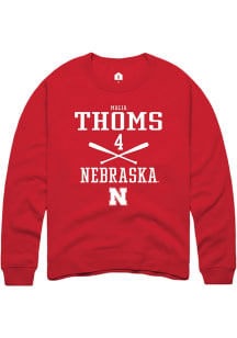 Malia Thoms  Rally Nebraska Cornhuskers Mens Red NIL Sport Icon Long Sleeve Crew Sweatshirt